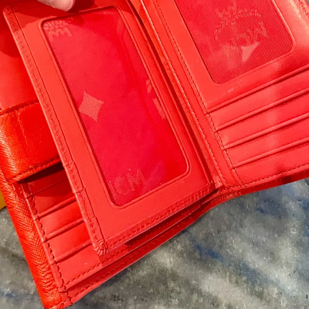 MCM Embossed Leather Compact Wallet